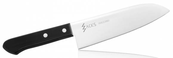 Нож Сантоку Tojiro Zacks 165мм сталь Мо-V рукоять пластик, заточка серрейтор FC-562