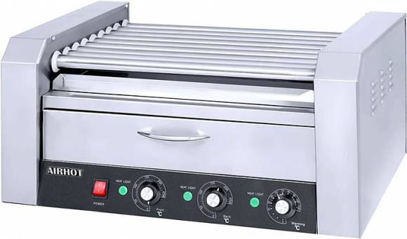 Гриль роликовый AIRHOT RG-9BW с отделением для подогрева булочек Гриль роликовый AIRHOT RG-9BW с отделением для подогрева булочек