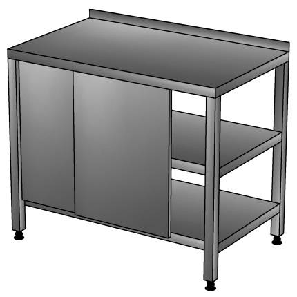 СКП2П Стол-купе производственный с бортом, 2-мя полками 1400*900*850, без зашивки