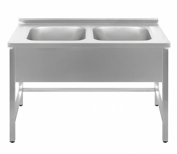 Ванна моечная 2-х секционная 1400*800*850 гл.380 с бортом (цельнотянутые мойки)