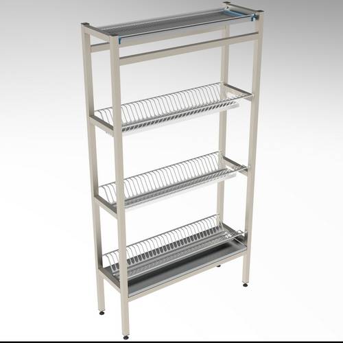 Стеллаж для сушки терелок и стаканов 4-х уровневый (1 Ст+3 Тар) 700*300*1700 (НЕРЖ)