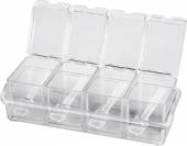 Контейнер для фруктов, специй пластик 4 ячейки прозрачный КНР Контейнер для фруктов, специй пластик 4 ячейки прозрачный КНР