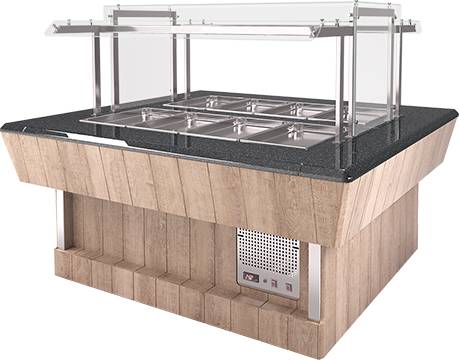 Мармит для вторых блюд Refettorio (шведский стол сдвоенный) RМ41S2 каменная столешница для 4хGN/1