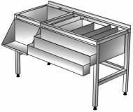 Барная станция 1700*600(800)*850, с подставкой (200), двойной рельсой, ванной моечной гл. 300