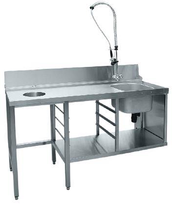 Стол для грязной посуды, с мойкой, отверстием для мусора, к посудомоечным машинам Niagara слева Стол для грязной посуды, с мойкой, отверстием для мусора, к посудомоечным машинам Niagara слева