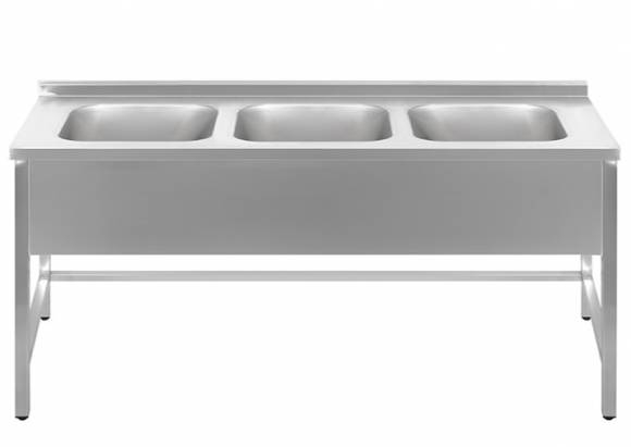 Ванна моечная 3-х секционная 1400*700*850 гл.300 с бортом (цельнотянутые мойки) Ванна моечная 3-х секционная 1400*700*850 гл.300 с бортом (цельнотянутые мойки)