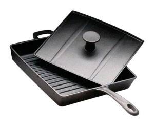 Сковорода-гриль 270х270мм чугун с крышкой ЦЫПЛЯТА ТАБАКА Luxstahl