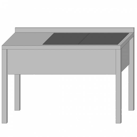 Стол производственный с двумя ваннами цельнотянутыми 1800*700*850 гл.300 мм с бортом Стол производственный с двумя ваннами цельнотянутыми 1800*700*850 гл.300 мм с бортом