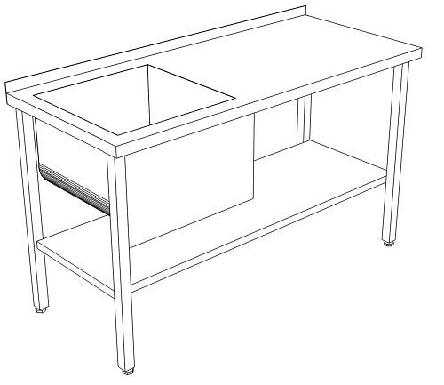 СППВМ стол производственный с полкой и ванной моечной 1800*700*850 гл.300 мм с бортом СППВМ стол производственный с полкой и ванной моечной 1800*700*850 гл.300 мм с бортом