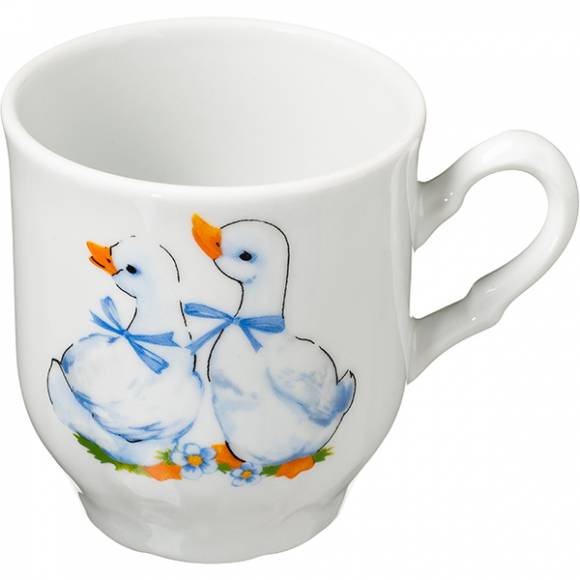 Кружка «Гусята», фарфор, 220мл, D=74,H=80мм, белый 9С1103 Кружка «Гусята», фарфор, 220мл, D=74,H=80мм, белый 9С1103