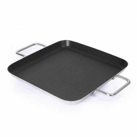 Сковорода-гриль 260х260мм нерж. антиприг. покрытие с двумя ручками Luxstahl индукция
