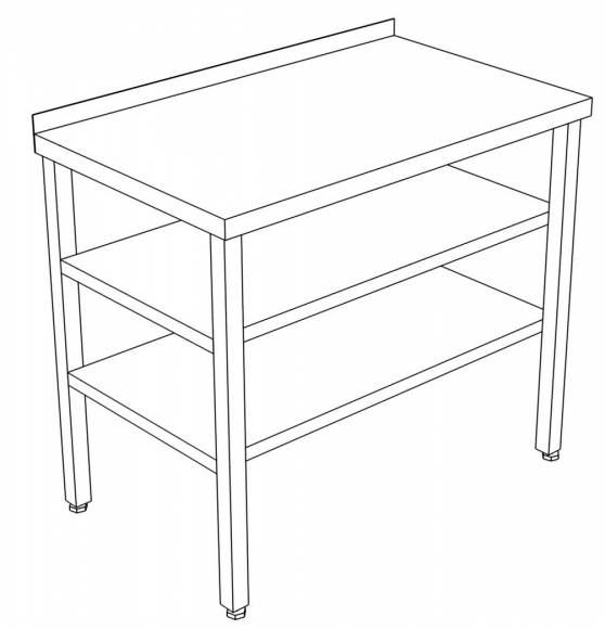 СП2П стол производственный с 2-мя полками и бортом 1900*900*850 СП2П стол производственный с 2-мя полками и бортом 1900*900*850