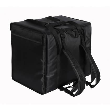 Терморюкзак 420х420х400 мм для пицц фольгированный чёрный с вентиляцией