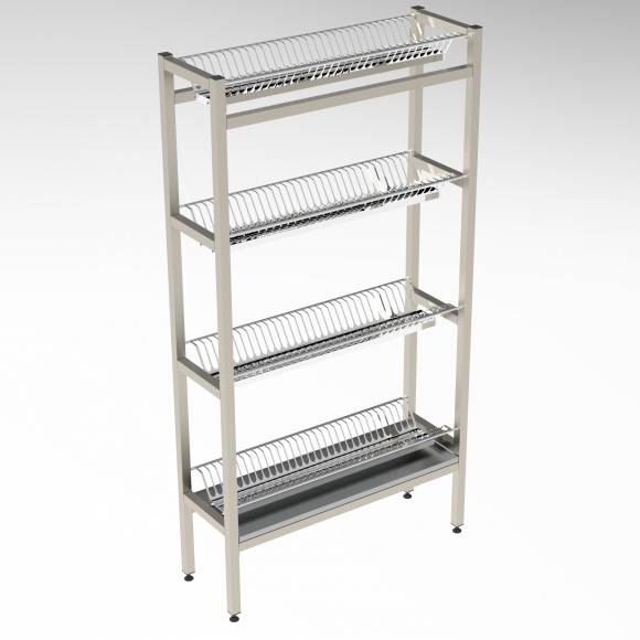 Стеллаж для сушки тарелок 4-х уровневый 500*300*1700 (НЕРЖ) Стеллаж для сушки тарелок 4-х уровневый 500*300*1700 (НЕРЖ)