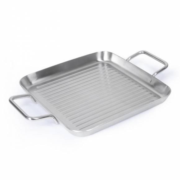 Сковорода-гриль 240х240мм нерж. с двумя ручками Luxstahl индукция