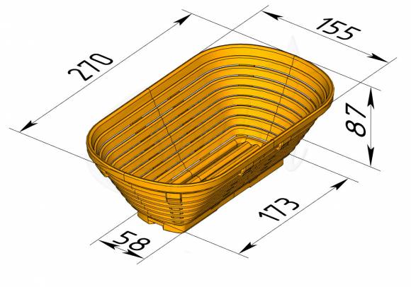 Форма для расстойки овальная FR-03 (270х155х87) 