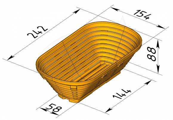 Форма для расстойки овальная FR-04 (242х154х88) Форма для расстойки овальная FR-04 (242х154х88)
