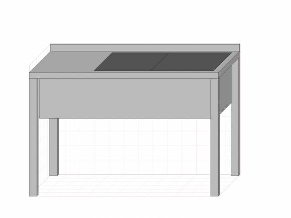 СП2ВМ стол производственный с 2-мя ваннами 1500*700*850 гл.450 мм с бортом