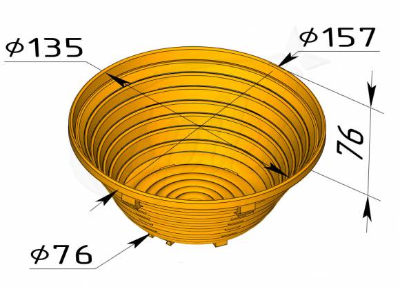 Форма для расстойки круглая FR-08 (157х76х76) Форма для расстойки круглая FR-08 (157х76х76)