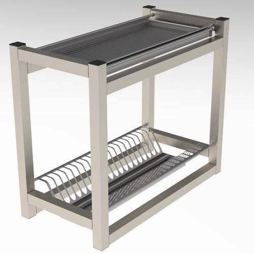 Полка для сушки тарелок и стаканов 2-х уровневая 600*300*500 (нерж)