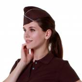 Пилотка коричневая с бежевым кантом вл922 Пилотка коричневая с бежевым кантом вл922