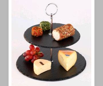 Этажерка 2-х ярусная d=20/25 см сланец черн. APS 00989.