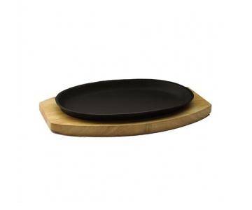 Сковорода чугун 240х170мм овал на дерев. подставке Chaoan Yongxing Craftwork 520  20785 /5/