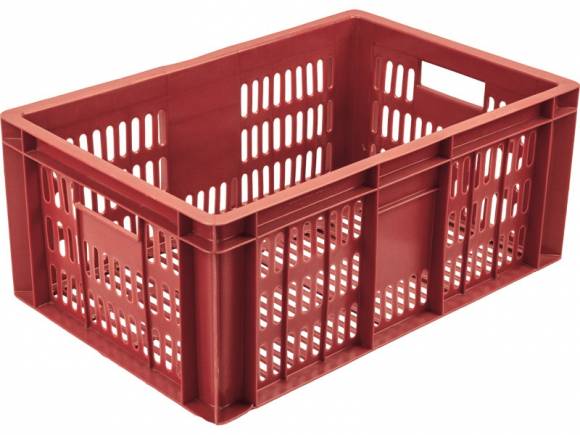 Ящик 600*400*250 мм. колбасный прямой перфорир. красный/1/36/ Ящик 600*400*250 мм. колбасный прямой перфорир. красный/1/36/