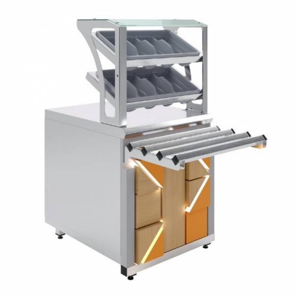 Прилавок для приборов Junior Luxstahl ПП (С)-600 Premium (нерж.) без фасада Прилавок для приборов Junior Luxstahl ПП (С)-600 Premium (нерж.) без фасада