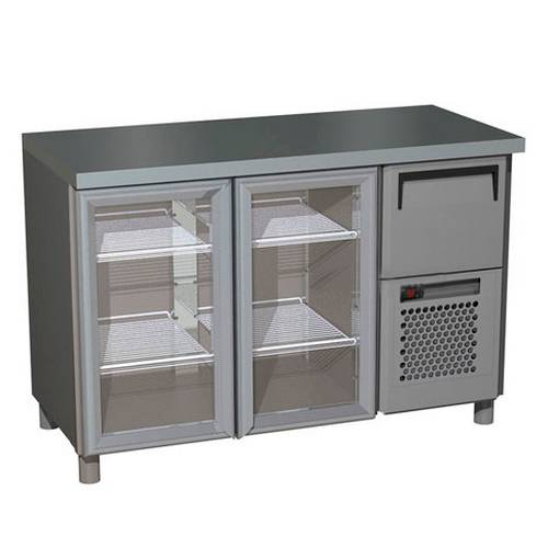 Стол холодильный T57 M2-1-G 9006-19 корпус серый, без борта, планка (BAR-250С)
