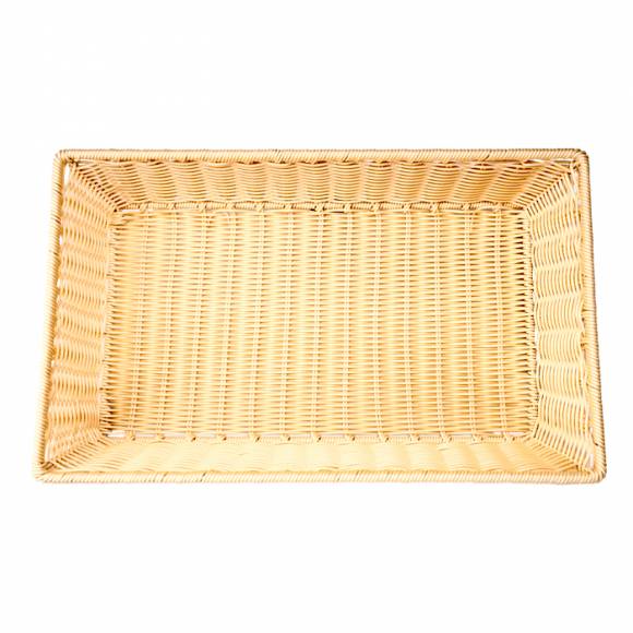 Корзина для хлеба прямоуг. 53*32,5*10 см. бежевая полиротанг MGprof 72625 Корзина для хлеба прямоуг. 53*32,5*10 см. бежевая полиротанг MGprof 72625