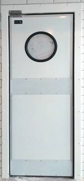 Дверь маятниковая одностворч. МДО (Оф)-800.2050-40-Пр круглое окно Дверь маятниковая одностворч. МДО (Оф)-800.2050-40-Пр круглое окно