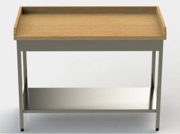 СППМР Стол производственный для мучных работ 1300*900*850мм с полкой, 3-мя бортами