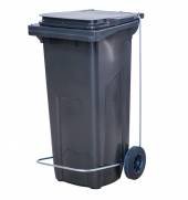 Бак для мусора 120 л. 55*45*96 см. серый, с крышкой на колёсах с педалью 59334