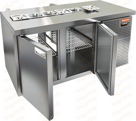 Стол холодильный сквозной для салатов HICOLD SL2T-11/GN (1/6) 4 двери Стол холодильный сквозной для салатов HICOLD SL2T-11/GN (1/6) 4 двери