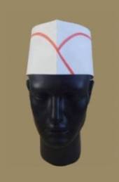 Пилотка поварская одноразовая h=85мм АВ-035 бумажная белая с красной полосой /50/ Пилотка поварская одноразовая h=85мм АВ-035 бумажная белая с красной полосой /50/