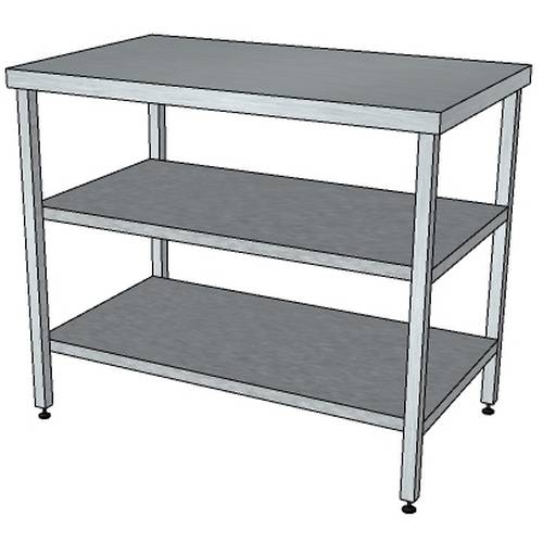 СП2П стол производственный с 2-мя полками и без борта 900*700*850