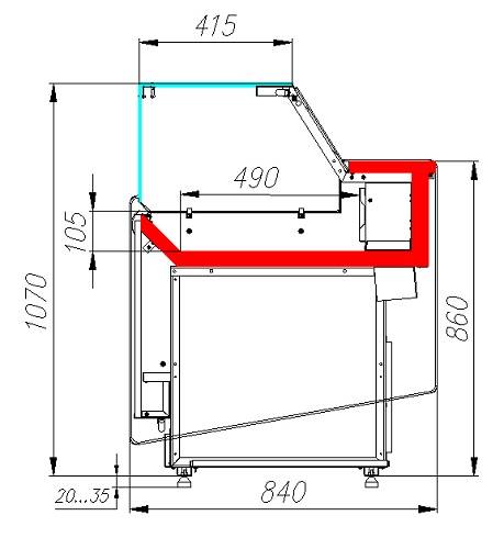 Витрина холодильная кондитерская Полюс VISION KC82 SM 1,2-1 (без боковин)
