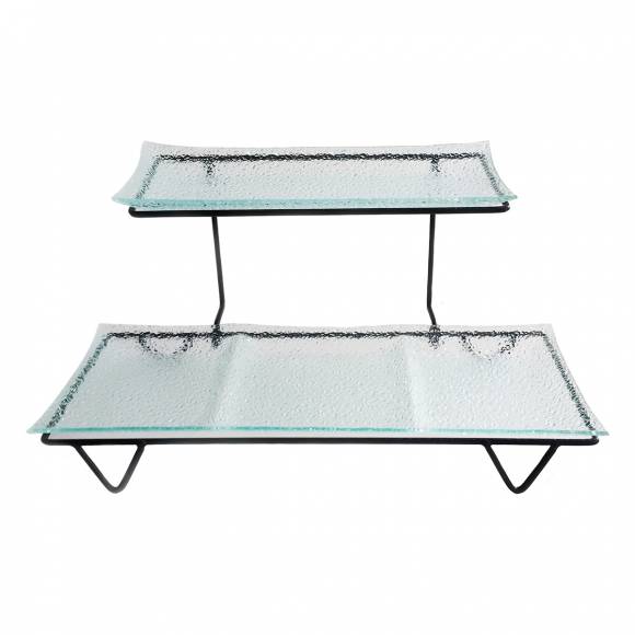 Сет из двух стеклянных блюд для выкладки на металлическом основании 380*220*190 мм P.L. P2306 Сет из двух стеклянных блюд для выкладки на металлическом основании 380*220*190 мм P.L. P2306