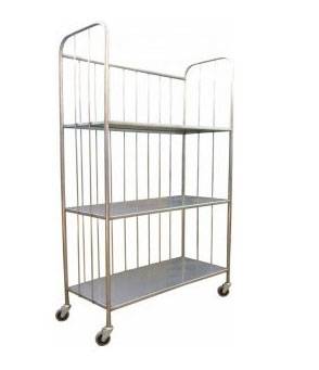 Тележка-стеллаж для прачечной ТП21 ОЛДАК нерж. 3 полки, 3 борта, г/п 300кг Тележка-стеллаж для прачечной ТП21 ОЛДАК нерж. 3 полки, 3 борта, г/п 300кг