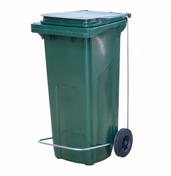 Бак для мусора 120 л 55*45*96 см. зеленый, с крышкой на колёсах с педалью 57562 Бак для мусора 120 л 55*45*96 см. зеленый, с крышкой на колёсах с педалью 57562