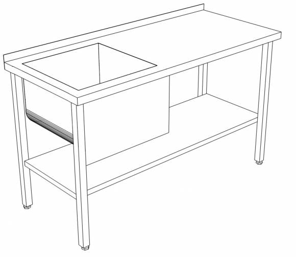 СППВМ стол производственный с полкой и ванной моечной 1200*700*850 гл.350 мм с бортом СППВМ стол производственный с полкой и ванной моечной 1200*700*850 гл.350 мм с бортом