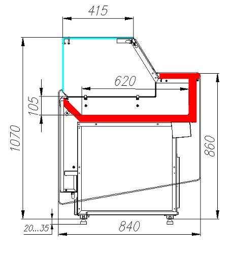 Витрина нейтральная кондитерская Полюс VISION KC82 N 1,2-1 (без боковин)