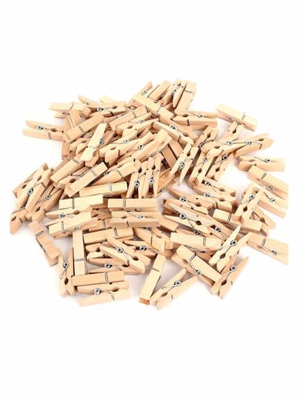 Прищепки-мини для бокала 2,5 см дерево светлая 100 шт. в упаковке  /1/