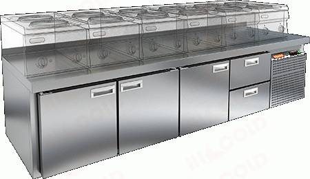 Стол холодильный HICOLD GN 1112/TN LT SH 3 двери 2 ящика Стол холодильный HICOLD GN 1112/TN LT SH 3 двери 2 ящика