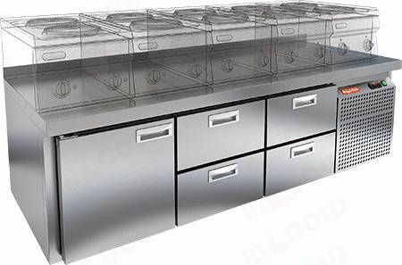 Стол холодильный HICOLD GN122/TN LT SH 1 дверь, 4 выдвижных ящика Стол холодильный HICOLD GN122/TN LT SH 1 дверь, 4 выдвижных ящика