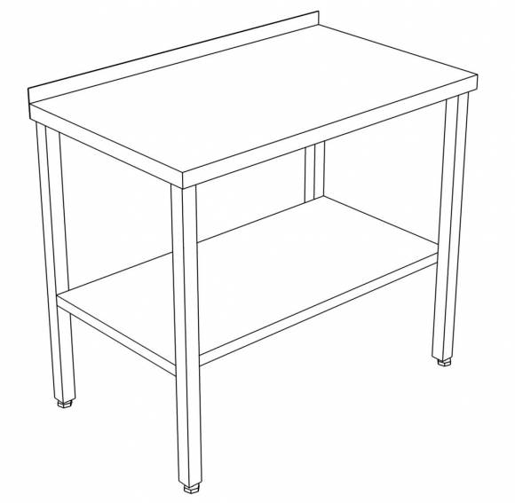 СПП стол производственный с полкой и бортом 500*600*850