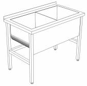 ВМ2 Ванна моечная сварная 2-х секционная 1600*400*850 гл.350 с бортом