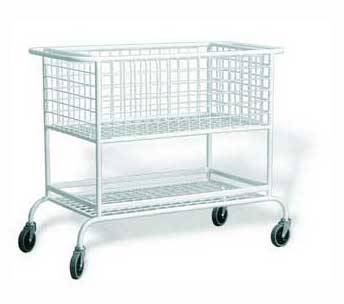 Тележка для белья МТ3 ОЛДАК медицинская, сетчатая корзина, полка с ограничителем