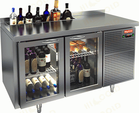 Столы холодильные с ванной для льда под бутылки с распашными стеклянными дверьми Hicold (Россия)